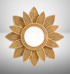 Miroir décoratif vintage fait à la main miroir mural en rotin de luxe pour salon maison hôtel bureau décoration murale - Product Image 6