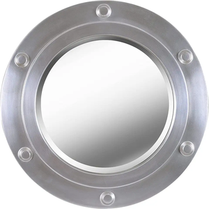 Espejo de ojo de buey de aluminio con decoración de pared náutica pulida de cromo níquel - Product Image 1