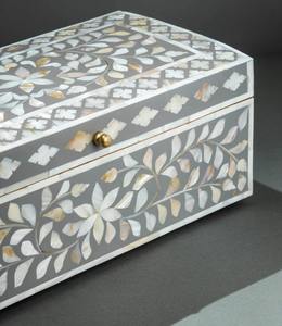 HF Crafts Best Selling Multi-Color Square Pattern Joyero Estilo moderno con incrustaciones de hueso en forma rectangular Precios bajos India - Product Image 6