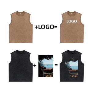 Débardeur unisexe en coton délavé à l'acide T-shirt oversize sans manches T-shirt débardeur streetwear hipster pour hommes personnalisé - Product Image 2