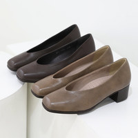 [JSHOE] Escarpins à bout carré en peau d'agneau véritable souple et faits à la main Talon de 4cm Chaussures de bureau confortables Chaussures en cuir habillées pour femmes