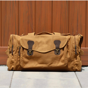 Bolsa de viaje de lona de cuero espaciosa con compartimento para zapatos transparente bolsa de viaje de negocios de fin de semana durante la noche de la bolsa de viaje LCTB-0084 - Product Image 4