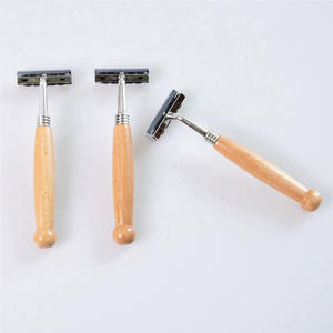 Rasoir de sécurité pour bras de rasage Bikini double de luxe pour hommes Rasoir droit de haute qualité avec manche en bois véritable Lame en acier inoxydable - Product Image 2