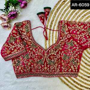 Blusa Casual de Algodón con Mangas Largas y Bordado de Moda para Mujer, Sari de Georgette con Bordado Previamente Hecho, Piezas de Blusa - Product Image 5