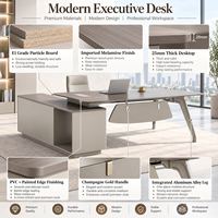 Bureau de direction de luxe moderne pour PDG et directeur général, petite table de direction avec pieds en alliage d'aluminium pour bureau de PDG