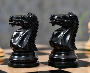 Ensemble d'échecs de luxe reproduit, style antique, Steinitz Staunton, en ébène et en bois de laurier, avec estampe sur le côté du roi, 3,75 pouces - Product Image 1