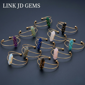 JD GEMS Bracelet en cristal naturel de <span class=keywords><strong>quartz</strong></span> rose à double pointe, fait main, pour la guérison et la méditation, bijou énergétique en pierres précieuses - Product Image 1