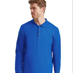 Chemises de golf pour hommes de haute qualité 100% coton respirant, coupe classique, manches longues, 220g, tissu tricoté brodé - Product Image 6