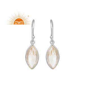 Latest Handmade Design Sterling <b>Silver</b> Natural Crystal Quartz Gemstone <b>Dangle</b> <b>Earring</b> Jewelry Manufacturer - Product Image 1