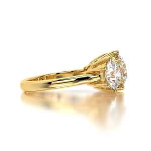 Anillo de diamante de moissanita de tres piedras de corte brillante clásico diseño impresionante para aniversarios bodas Joyería de diamantes elegante - Product Image 4