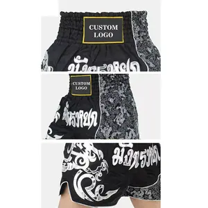 Pantalones Cortos de Muay Thai Personalizados al por Mayor, Fabricante OEM, Proveedor, Pantalones Cortos Deportivos de Satén para Entrenamiento de Boxeo Tailandés, 120 a 160 GSM - Product Image 6