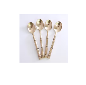 Ensemble de couverts en laiton doré meilleure vente ensemble de couverts pour restaurants poignée en bambou fabricant de couverts meilleur prix - Product Image 1