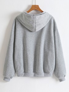 Sudadera con capucha con cremallera Lisa para mujer Sudadera con capucha estampada con Personalización completa para mujer con cremallera - Product Image 4