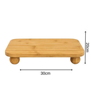 Plateau de présentation rectangulaire multifonctionnel classique à pied en bambou, 30x20cm - Product Image 2