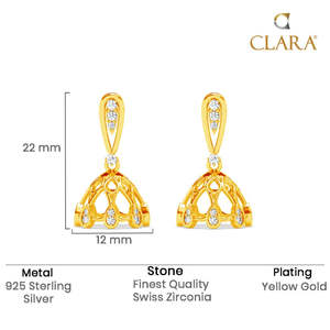 NOVAMART Fine Premium 925 <b>Silver</b> Drop and <b>Chandelier</b> Jhumki & Jhumka Earrings Gold Plated with Diamond for Women Weddings Wholes - Product Image 5