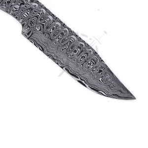Couteau de chasse à lame vierge en acier Damas de haute qualité, fait main sur mesure - DIY, personnalisable OEM, manches en acier, pointe de lance - Product Image 6