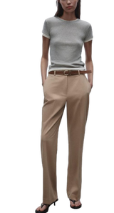 Meilleures ventes Pantalon droit beige en coton pour femme, bas décontracté et chic pour vêtements de sport, disponible à un prix abordable - Product Image 3