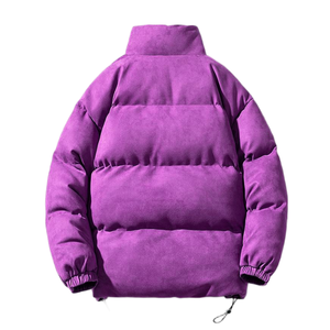 Veste matelassée noire pour homme, chaude, à capuche, col montant, design avant, coupe-vent, écologique, épaisse, streetwear d'hiver - Product Image 2