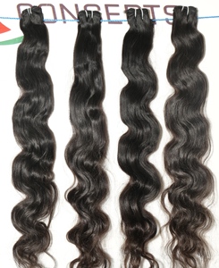 Cheveux vierges bruts non transformés alignés sur une cuticule Paquet naturel Body Wave Couleur noire Extensions de cheveux humains du temple indien - Product Image 2