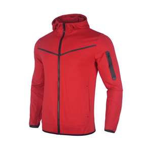 Ensemble de vêtements de sport à carreaux écologiques pour hommes Veste de sport à manches zippées Veste de sport à capuche pour entraînement de jogging respirant - Product Image 1