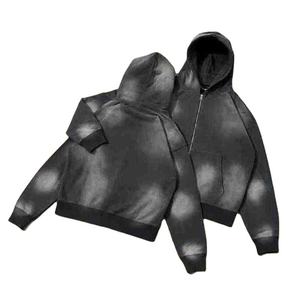 Tute Casual Personalizzate in Cotone 100% per Uomo, Streetwear con Effetto Sbiadito e Lavaggio Acido, Set con Felpa con Zip e Pantaloni, Servizio OEM - Product Image 5