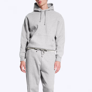 Sudadera con capucha de doble capa y puños fruncidos discretos Elite Merchandising, color gris melange, para la vida universitaria - Product Image 3