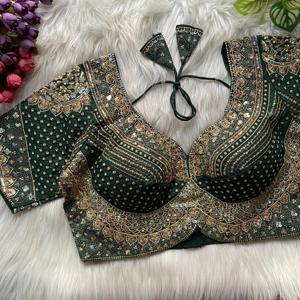 เสื้อชอลีผ้าไหมโรมันแท้เนื้อนุ่มสำหรับผู้หญิง งานปักสวยงาม เหมาะสำหรับงานปาร์ตี้ ผลิตในอินเดีย - Product Image 2