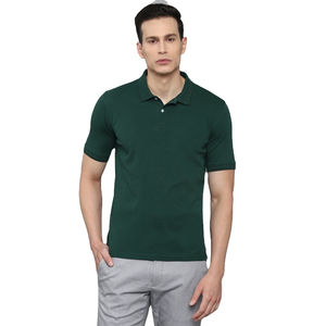 Polo informal de manga corta para hombre, logotipo personalizado, color sólido, talla grande, tejido de punto de algodón transpirable, antiarrugas - Product Image 2