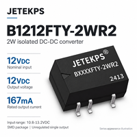 Convertisseur DC-DC isolé JETEKPS B1212FTY-2WR2 2W 12V vers 12V 167mA Module d'alimentation SMD non régulé RoHS