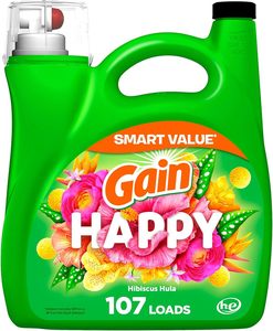 Detergente Líquido para Ropa Gain, Happy, Compatible con HE, 154 fl oz, 107 Lavados - Product Image 3