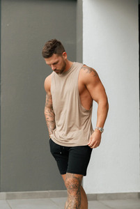 เสื้อกล้ามสำหรับผู้ชายใส่ออกกำลังกายในยิมเสื้อฝึกออกกำลังทำจากผ้าฝ้าย100% ขนาดใหญ่พิเศษโลโก้ออกแบบได้ตามต้องการ - Product Image 3