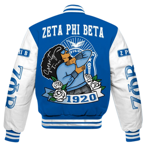 Zeta Phi Beta 1920 Azul Blanco Letterman Chaqueta Sorority Greek Life Varsity ZPB Chenille Patch Founders Style Wear - Product Image 5