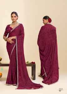 Sari indien traditionnel pour femmes, vêtements de mariée, imprimé bandhni en soie, broderie lourde avec des sequins, bordure brodée - Product Image 5