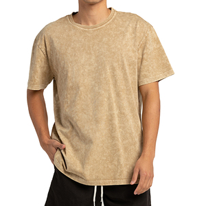 Microfibre lavée à l'acide conception vierge unie 2025 meilleur vendeur imprimé personnalisé 100% coton T-shirt à col rond pour hommes - Product Image 1