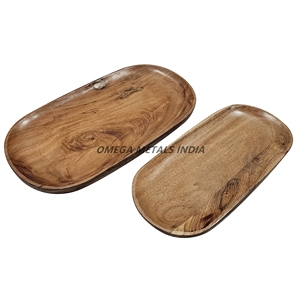 Bandeja de madera de acacia de alta calidad con bordes curvos elegantes y superficie pulida para elementos esenciales de lujo para el hogar y la cocina - Product Image 6