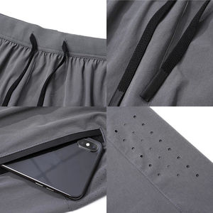 Men's Sporty High Street Style Gym Sweat <b>Shorts</b> with Custom Logo <b>Zip</b> <b>Pocket</b> and Nylon Embroidery Patch-Wholesale Nylon <b>Shorts</b> - Product Image 4