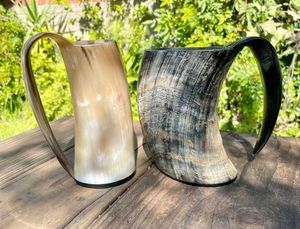 High Quality Viking Wine Horn <b>Mug</b> Uniquely Designed Carved Drinking Horn <b>Mug</b> for Wedding 200ml/14oz Capacity for <b>Christmas</b> Decor - Product Image 4