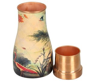 Meilleure vente Bouteille d'eau en cuivre pur imprimé avec couvercle pour la maison, la salle de sport, le bureau et l'extérieur au prix de gros - Product Image 2