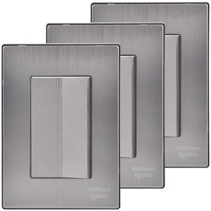Placca Interruttore, MXIOA-003, 3 Pezzi, Interruttore, 125-250VAC, 10A, 50/60Hz, Argento, Acciaio Inossidabile/PC. - Product Image 1