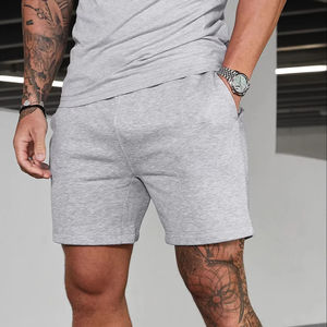 Short d'entraînement en polaire gris chiné pour hommes athlétique personnalisé en gros Short en jersey avec 2 poches Taille élastique avec cordon de serrage Tenue de sport décontractée - Product Image 1