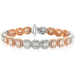 VVS Moissanite 925 Sterling Silver <b>Bracelet</b> TWO TONE <b>BAGUETTE</b> <b>BRACELET</b> - Product Image 4