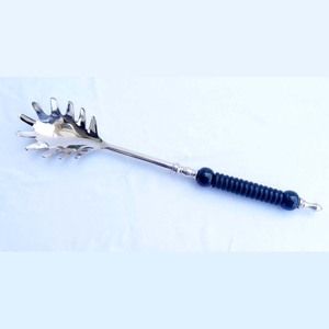 Stainless Steel Silver <b>Mirror</b> Polished metal decorative salad servers <b>Sky</b> Blue Beads Handle Salad Serving Cutlery Sets - Product Image 5