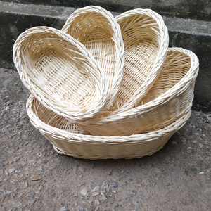 Hand woven oval rattan storage basket set home storage organization tableware kitchen organizer storage baskets