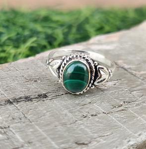 Bague classique bijoux pour femmes argent Boho Style bijoux 925 argent Sterling malachite pierres précieuses à la main bague cadeau pour femme - Product Image 4