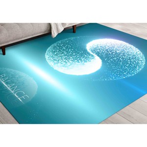 Alfombra Yin Yang: Círculo Zen Azul, Alfombra con Detalles Brillantes, Alfombra Estampada, Alfombra Suave con Pelo Corto - Product Image 3