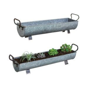 Macetas Modernas de Metal para Ventana, Color Blanco Hueso, Jardinera Colgante con Soporte, Uso Interior y Exterior, Diseño Rectangular, Decoración de Jardín - Product Image 2