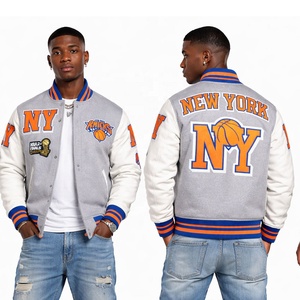 Veste universitaire personnalisée avec logo, manches en cuir, broderie, veste de baseball pour hommes, veste universitaire, veste varsity - Product Image 1