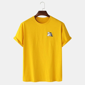 T-shirts pour hommes en polyester/coton de haute qualité, respirants, à séchage rapide, tissu de 220 g, coupe classique, personnalisables, jaunes, en vrac - Product Image 3