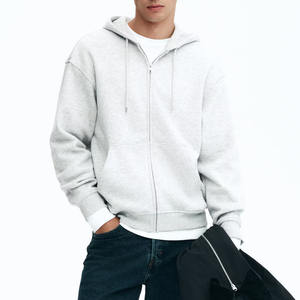 Precio al por mayor 100% algodón 380 GSM Hombres Cremallera Sudadera con capucha en color gris brezo Sudadera con capucha informal de alta calidad con mangas largas para hombres - Product Image 5