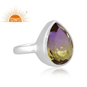 Nuevo diseño de plata de ley fina Natural Bio Peacock Doublet Cuarzo Piedra preciosa Anillo apilable Fabricante de joyas - Product Image 3